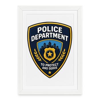 Badge de police : Écusson de la ville Skyline - Affiche encadrée (27 × 37 cm) - blanc - Devant