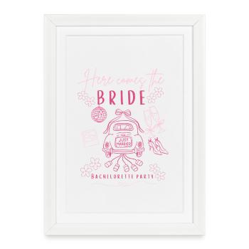 Rose pour la fête nuptiale : Mariée de la fête de garçon - Affiche encadrée (27 × 37 cm) - blanc - Devant