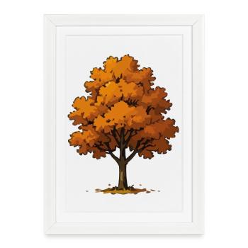 Autumn tree in fire orange - Framed poster (27 × 37 cm) - white - Front
