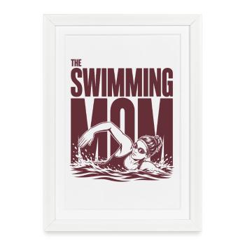 Maman nageuse Maman Chemise Maman Nageuse - Affiche encadrée (27 × 37 cm) - blanc - Devant
