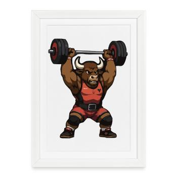 Taurus Power Strongman Print Design - Framed poster (27 × 37 cm) - white - Front