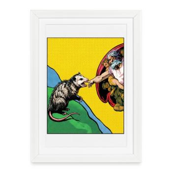 Opossum Beats God's Hand Funny Opossum Meme - Framed poster (27 × 37 cm) - white - Front