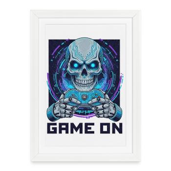ON PEUT CONTINUER LE JEU - Cyber Skull Gamer | Conception du jeu néon - Affiche encadrée (27 × 37 cm) - blanc - Devant