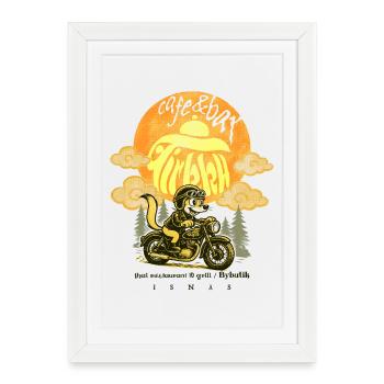 Café & Bar Tirkku - Goldweasel à vélo - Affiche encadrée (27 × 37 cm) - blanc - Devant