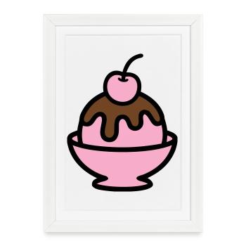 Sundae Cherry Artwork - Framed poster (27 × 37 cm) - white - Front
