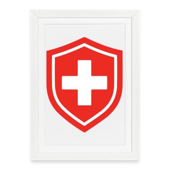 First Aid Shield Medical Emergency Healthcare Symb - Framed poster (27 × 37 cm) - white - Front