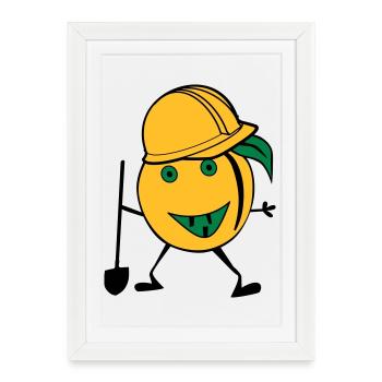 orange construction worker - Framed poster (27 × 37 cm) - white - Front
