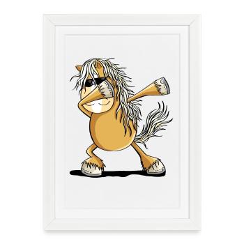 Cool Dab Dance Horse Dabbing Pony Comic - Affiche encadrée (27 × 37 cm) - blanc - Devant