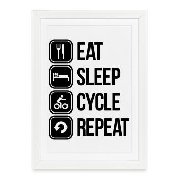 eat sleep cycle repeat - Affiche encadrée (27 × 37 cm) - blanc - Devant