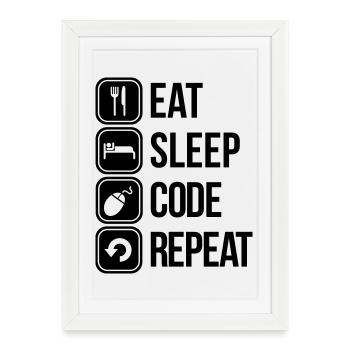 eat sleep code - Framed poster (27 × 37 cm) - white - Front