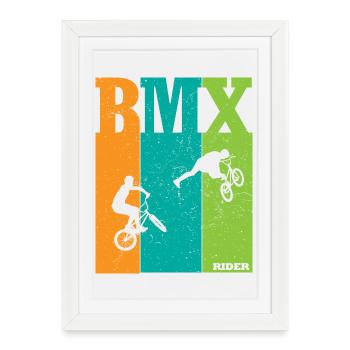 BMX Color Block Rider Silhouettes - Framed poster (27 × 37 cm) - white - Front