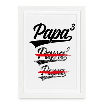 PAPA HIGH 3 ENFANTS PÈRE DE TROIS ENFANTS - Affiche encadrée (27 × 37 cm) - blanc - Devant