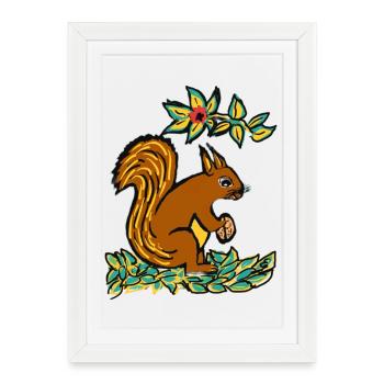 EC Écureuil I Animal I Vacances I Cadeau - Affiche encadrée (27 × 37 cm) - blanc - Devant