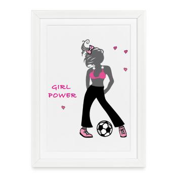 Girl Power, Soccer - Affiche encadrée (27 × 37 cm) - blanc - Devant