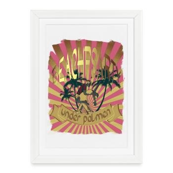 Beach party dancing under palm trees - Framed poster (27 × 37 cm) - white - Front