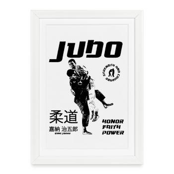 Judo Throwing Design with Kano Jigoro - Framed poster (27 × 37 cm) - white - Front