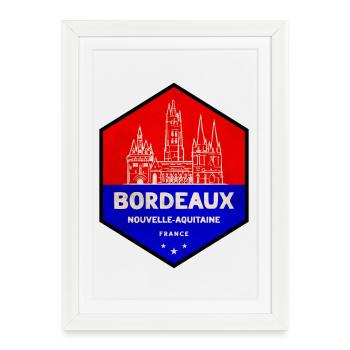 Blason de Bordeaux Rouge Bleu - Affiche encadrée (27 × 37 cm) - blanc - Devant