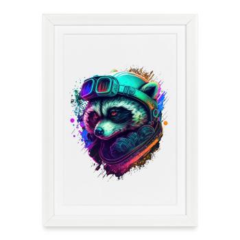 Raton Cosmo Néon Astral - Affiche encadrée (27 × 37 cm) - blanc - Devant