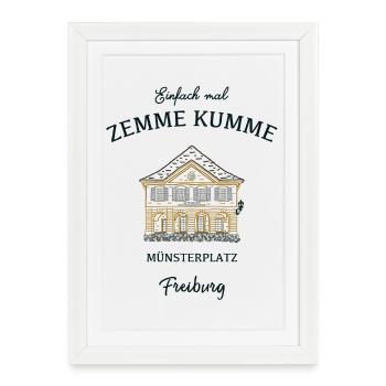 Fribourg, Münsterplatz, Alte Wache - Affiche encadrée (27 × 37 cm) - blanc - Devant