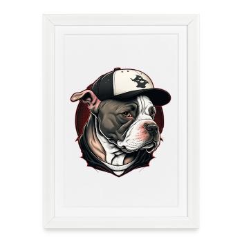 Bulldog streetwear casquette - Affiche encadrée (27 × 37 cm) - blanc - Devant
