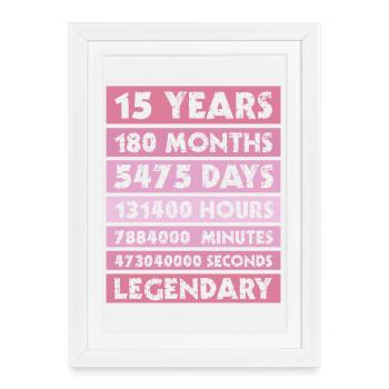 15 ans légendaire - Anniversaire - Entreprise - Anniversaire - Affiche encadrée (27 × 37 cm) - blanc - Devant