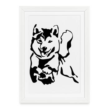 Shiba Inu - Affiche encadrée (27 × 37 cm) - blanc - Devant