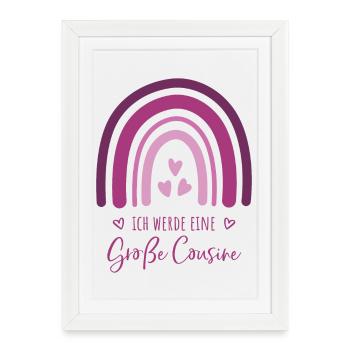 Ich werde eine große Cousine Boho Regenbogen - Gerahmtes Poster (27 × 37 cm) - Weiß - Vorne