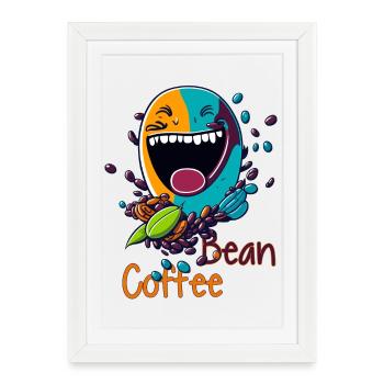 Grain de café rieur - Affiche encadrée (27 × 37 cm) - blanc - Devant