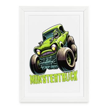 Monster Truck Comic Gift - Affiche encadrée (27 × 37 cm) - blanc - Devant
