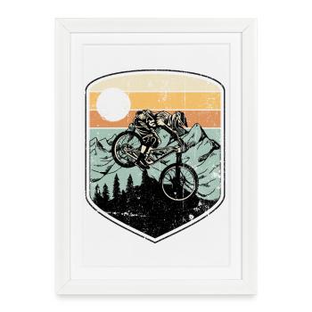 Sunset Mountain Wheelie Badge - Framed poster (27 × 37 cm) - white - Front