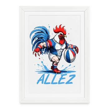 RUGBY FRANCE, sport aux couleurs bleu blanc rouge - Affiche encadrée (27 × 37 cm) - blanc - Devant