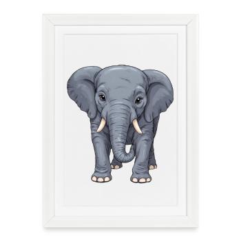 A friendly little elephant lady - Framed poster (27 × 37 cm) - white - Front