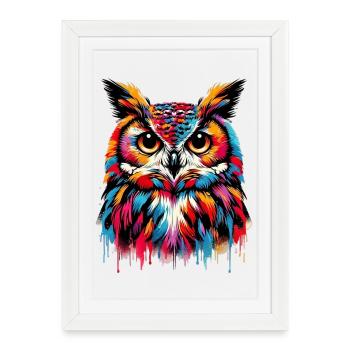 Owl - Framed poster (27 × 37 cm) - white - Front