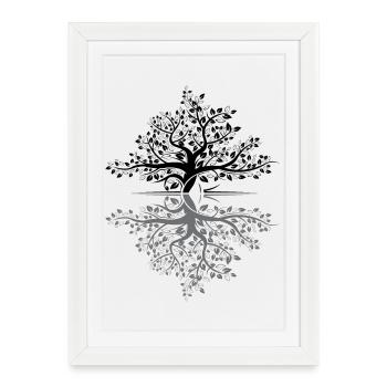 Arbre Réflexion Forêt Protection de la nature Amour en plein air - Affiche encadrée (27 × 37 cm) - blanc - Devant