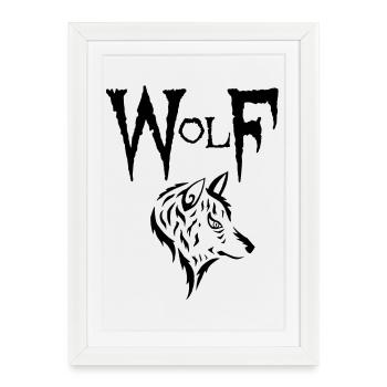 Schwarzer Wolf - Gerahmtes Poster (27 × 37 cm) - Weiß - Vorne