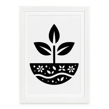 Design minimaliste - Plant Grow - Affiche encadrée (27 × 37 cm) - blanc - Devant