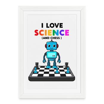 Science et échecs - Affiche encadrée (27 × 37 cm) - blanc - Devant