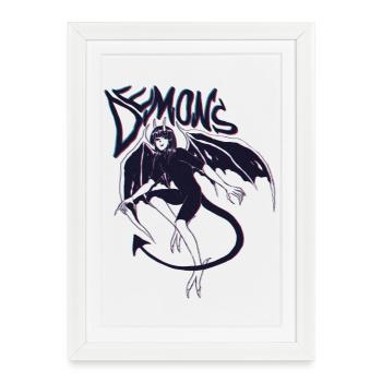 Demon Vibes – Sombre et mystique - Affiche encadrée (27 × 37 cm) - blanc - Devant