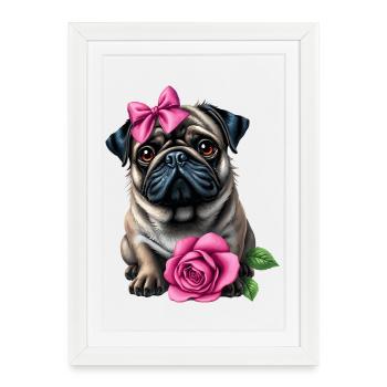 Chien carlin - Affiche encadrée (27 × 37 cm) - blanc - Devant