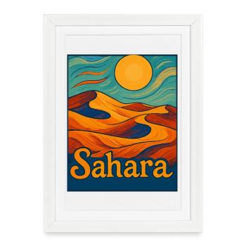 Rêve du désert du Sahara - Affiche encadrée (27 × 37 cm) - blanc - Devant