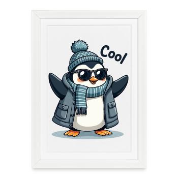 Coolguin - le pingouin cool - Affiche encadrée (27 × 37 cm) - blanc - Devant