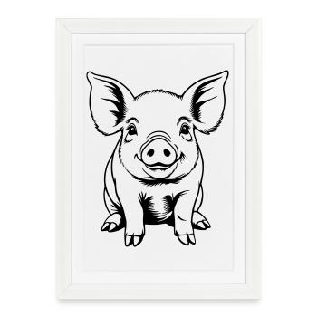 Pig Sow Piglet Piglet Sketch Drawing - Framed poster (27 × 37 cm) - white - Front