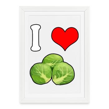 J'adore les choux de Bruxelles - Affiche encadrée (27 × 37 cm) - blanc - Devant