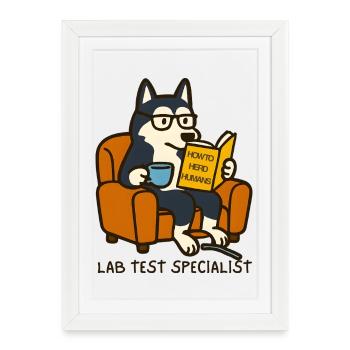 Husky Reading Glasses T-Shirt Design - Framed poster (27 × 37 cm) - white - Front