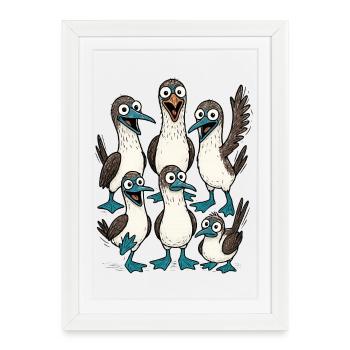Illustration de dessin animé drôle d'oiseau de mer - Affiche encadrée (27 × 37 cm) - blanc - Devant