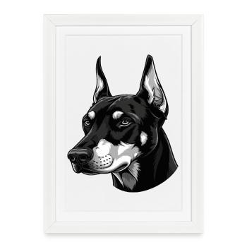 Elegant Black and White Husky Illustration - Framed poster (27 × 37 cm) - white - Front