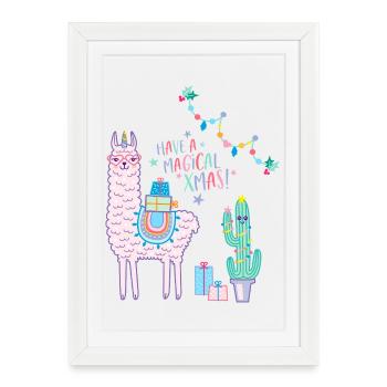 Magical Xmas Lamacorn Llama Unicorn - Framed poster (27 × 37 cm) - white - Front