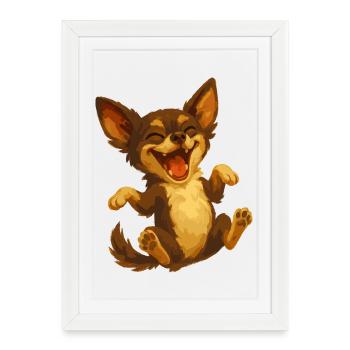 Chihuahua rieur dessin animé chien - Affiche encadrée (27 × 37 cm) - blanc - Devant