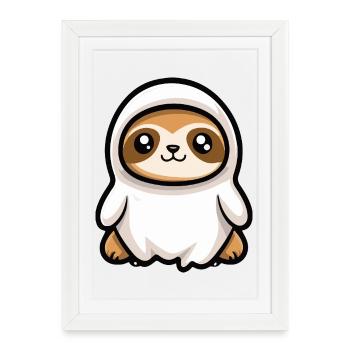 Sloth Halloween Ghost - Framed poster (27 × 37 cm) - white - Front