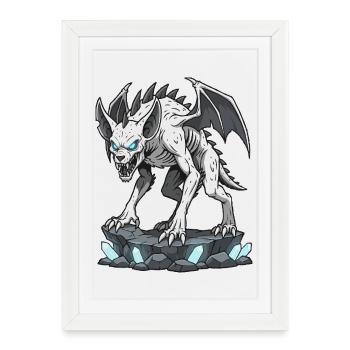 Loup démoniaque de Chupacabra - Affiche encadrée (27 × 37 cm) - blanc - Devant